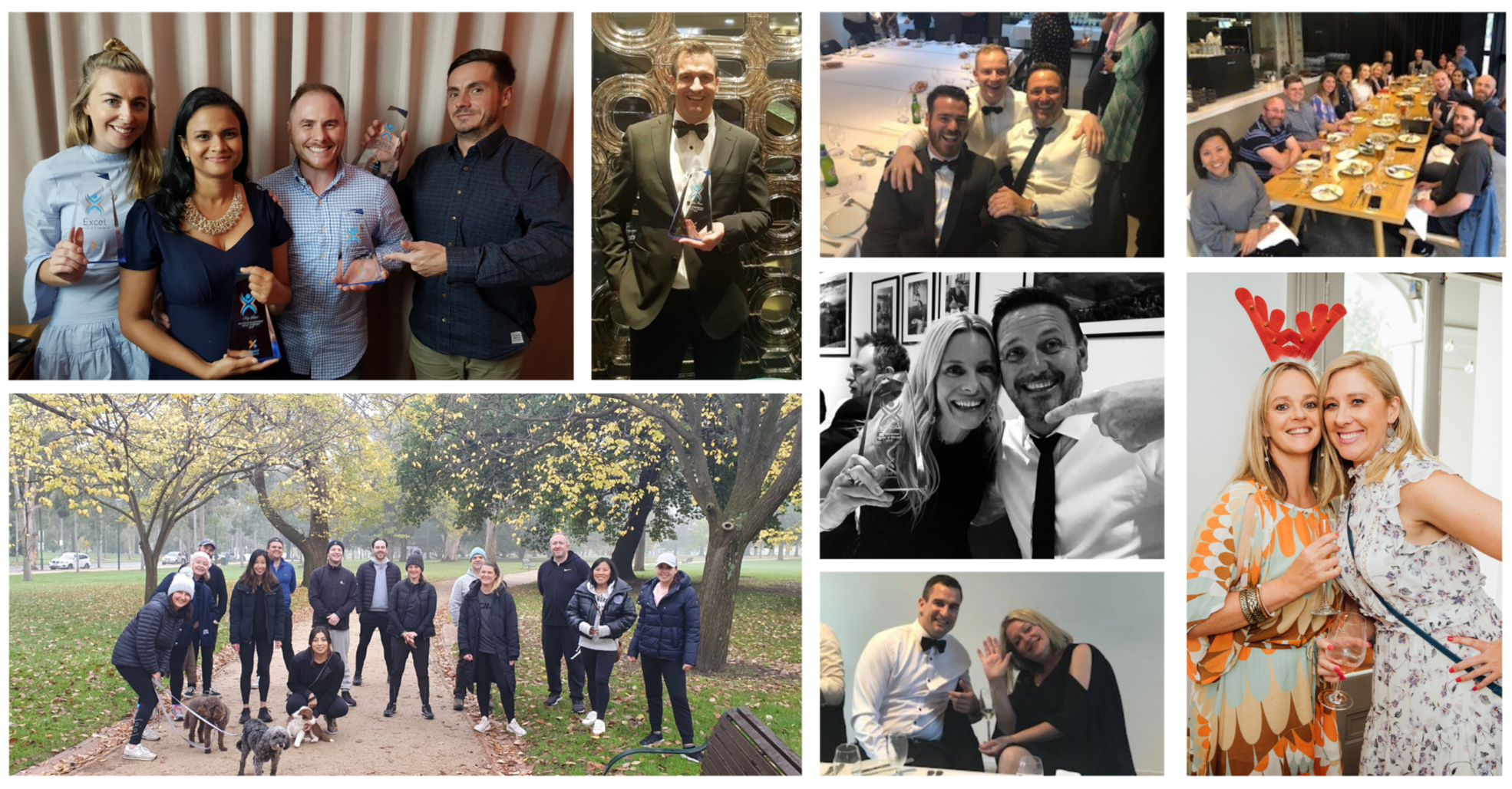 A collage of the Experis team having a great time together.